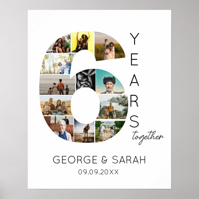 Poster 6 Ans Ensemble Collage De Photos Anniversaire De M (Devant)