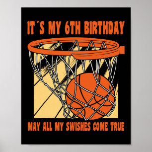 Poster 6 ans Joyeux 6e anniversaire Basketball 6e anniver