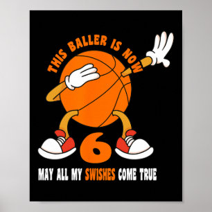 Poster 6 ans Joyeux 6e anniversaire Basketball 6e anniver