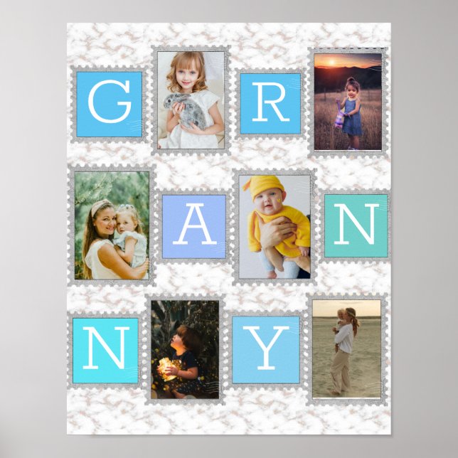 Poster 6 Six Photo Collage Cute Bébé Famille Amour Granny (Devant)