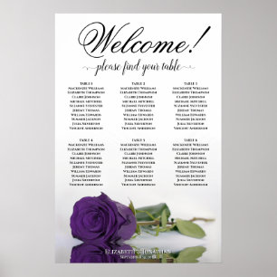 Poster 6 Table Élégant Rose Royal Violet Plan de Table