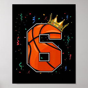 Poster 6e anniversaire Basketball Big Numéro 6 année Garç