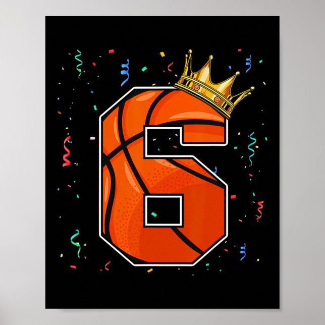 Poster 6e anniversaire Basketball Big Numéro 6 année Garç (Devant)
