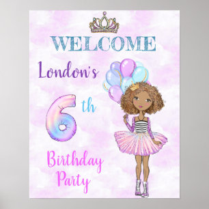 Poster 6e anniversaire fille princesse africaine américai