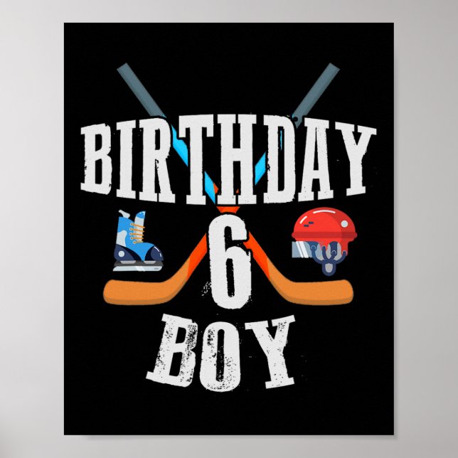 Poster 6e anniversaire Garçon Hockey sur glace 6 ans Anni (Devant)