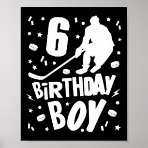Poster 6e anniversaire Garçon Hockey sur glace Enfants 6 