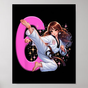 Poster 6e anniversaire Girl Martial Arts Party Taekwondo 