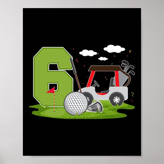 Poster 6e anniversaire Golf 6 ans Anniversaire fête Golfe (Devant)