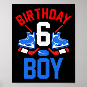 Poster 6e anniversaire pour filles garçons 6 ans de hocke
