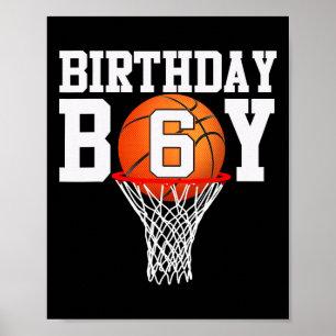 Poster 6e anniversaire Sport 6 ans Basketball 6 garçons K