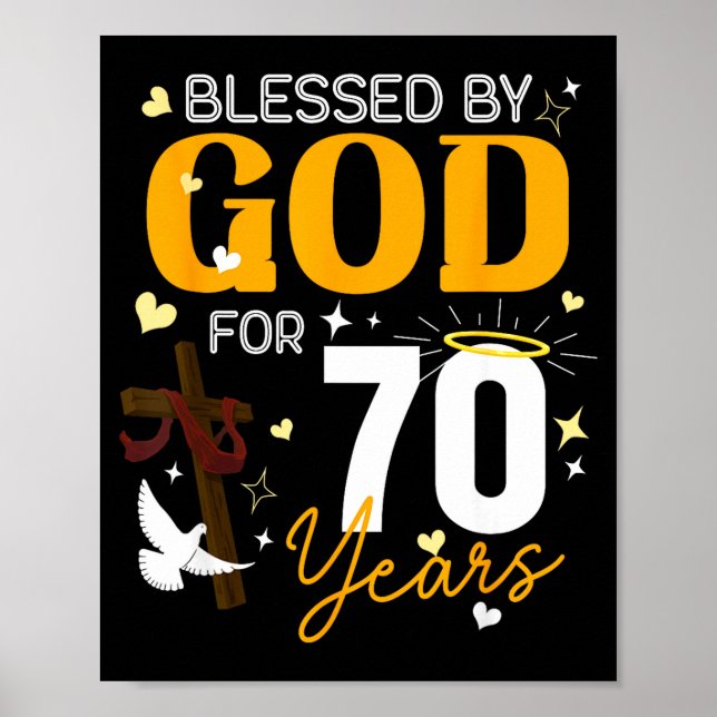 Poster 70 Birthday Blessed By God For 70 Years Old 70th B (Devant)