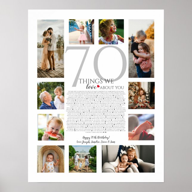 Poster 70 choses que nous aimons sur vous photo collage (Devant)