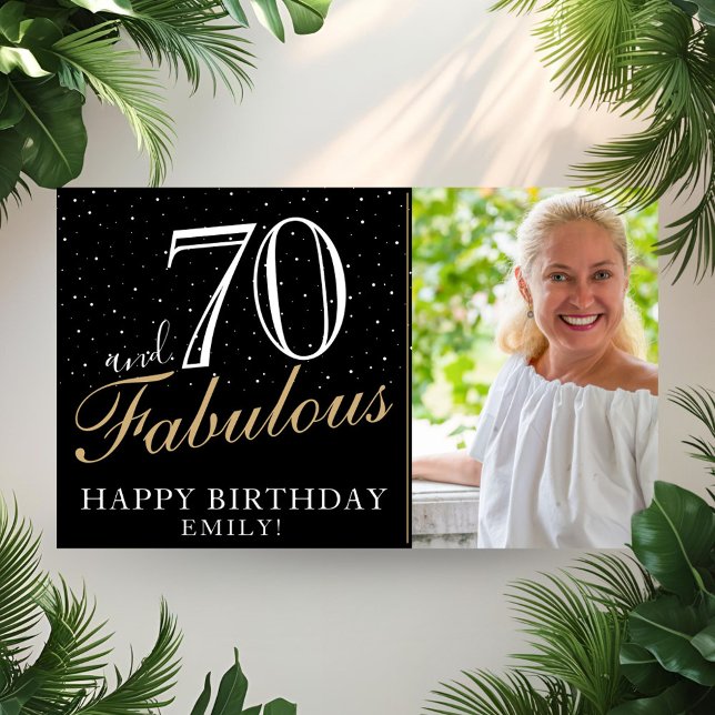 Poster 70 et fabuleux Elegant Black 70th Birthday Photo (Créateur téléchargé)