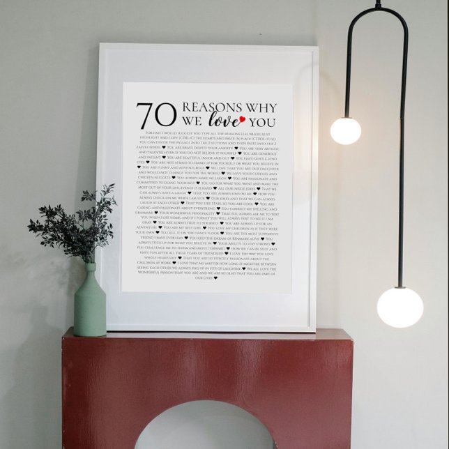 Poster 70 raisons pour lesquelles nous vous aimons 80e 60 (Créateur téléchargé)