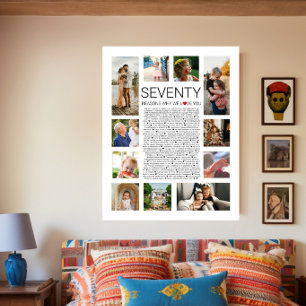 Poster 70 raisons pour lesquelles nous vous aimons en col