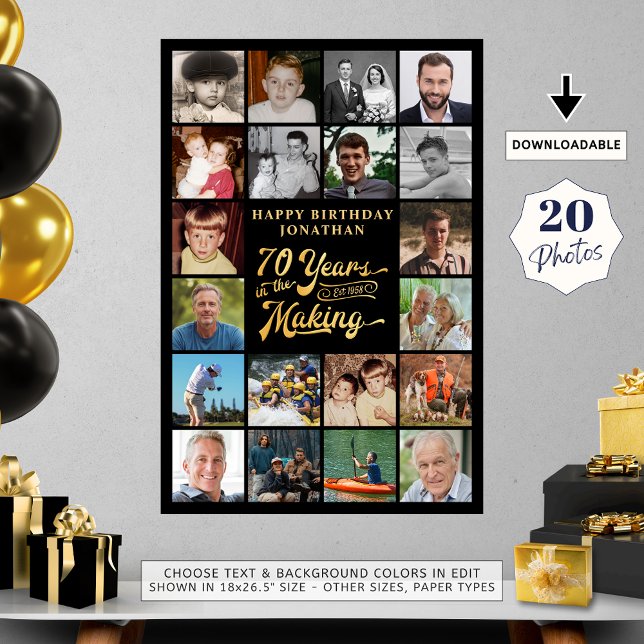 Poster 70e anniversaire 20 Photo 70 ans à venir (Créateur téléchargé)