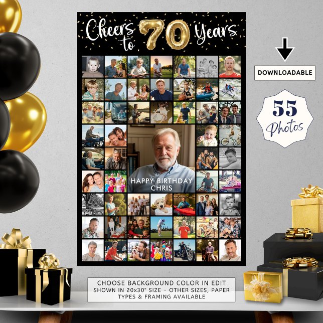Poster 70e anniversaire 55 Collage de photos encourage à  (Créateur téléchargé)