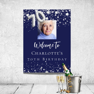Poster 70e anniversaire marine bleu argent étoiles photo 