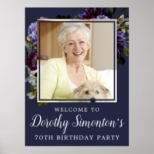 Poster 70e anniversaire Photo Moody Purple Floral Bienven