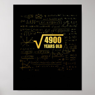 Poster 70e anniversaire racine Carré de 4900 70ans maths