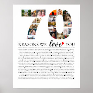 Poster 70e anniversaire raisons pour lesquelles nous vous