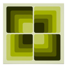 Poster 70s Rainbow Squares Monochrome Green