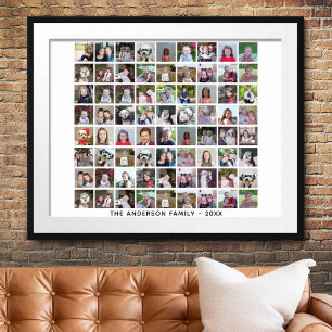 Poster 72 Carré Photo Collage Grille avec texte - blanc