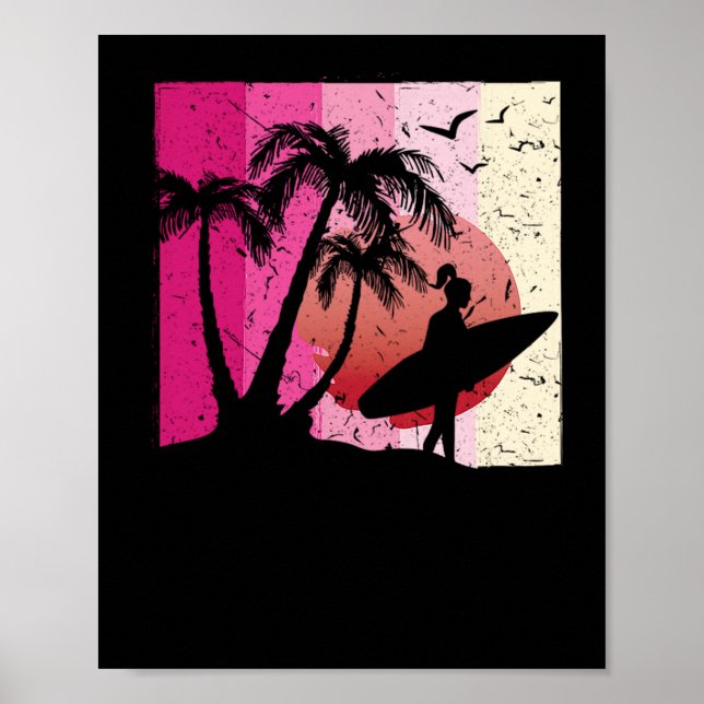 Poster 74.Surf Surfer Girl Surfer Girl Surfer Surfboard S (Devant)