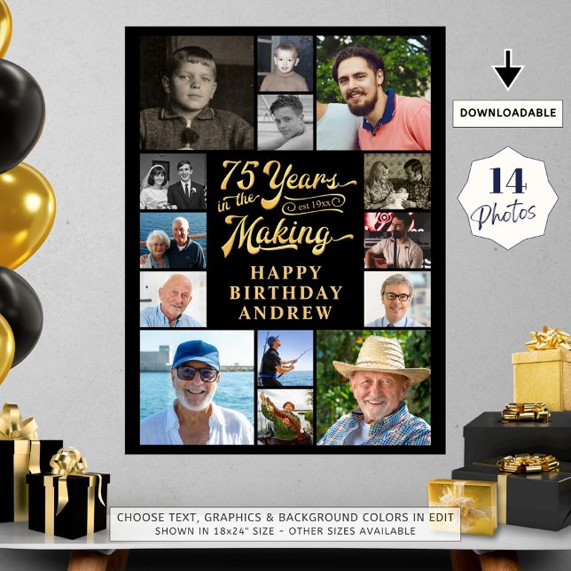Poster 75e anniversaire 14 photo Collage ANNÉES DANS LA F (Créateur téléchargé)