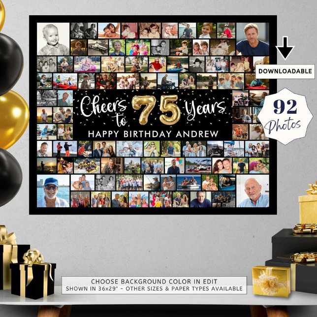 Poster 75e anniversaire 92 Photos Black Gold Cheers To Ye (Créateur téléchargé)