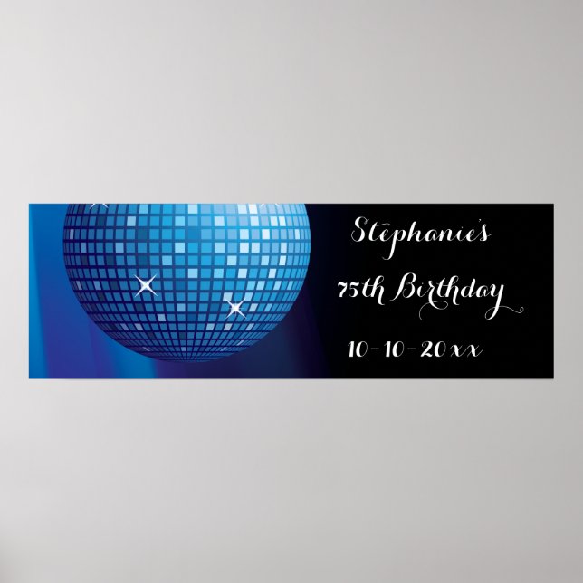 Poster 75ème anniversaire de la fête bleue Disco Ball (Devant)