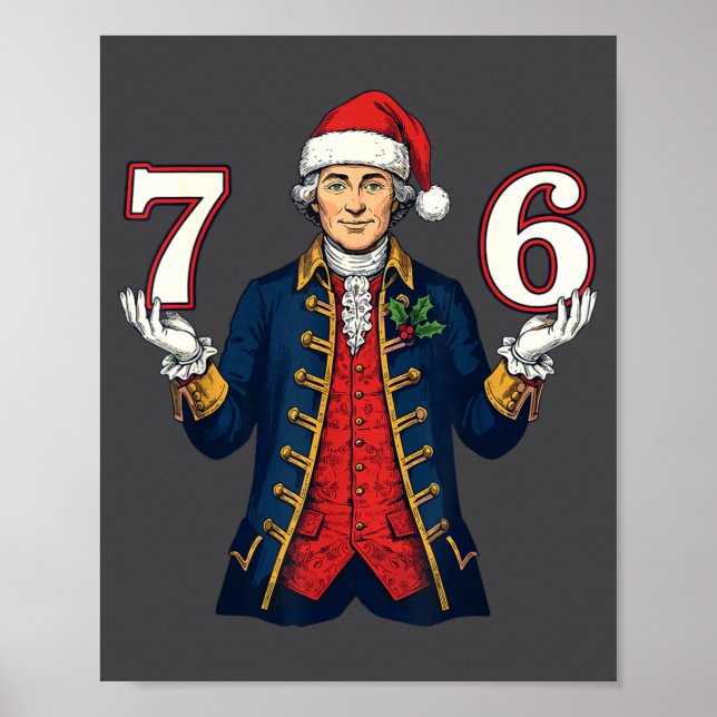 Poster 7-6 6-7 Funny George Washington Santa 67 Meme Chri (Devant)