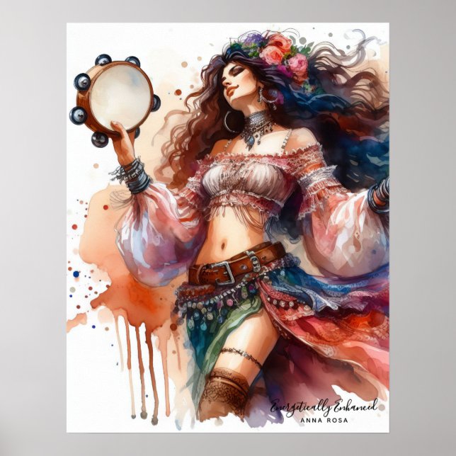 Poster *~* 7 A100 Psychique Boho Gypsy Tambourine Danseus (Devant)
