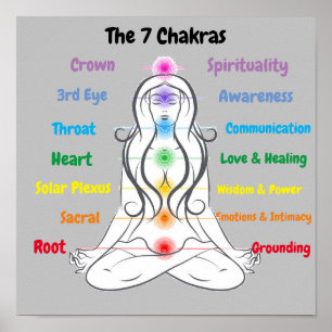 Poster 7 chakras 12 x 12 pouces