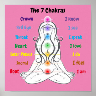 Poster 7 chakras 12 x 12 pouces