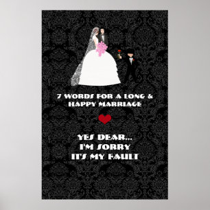 Poster 7 mots pour un mariage long et heureux - Oui chéri