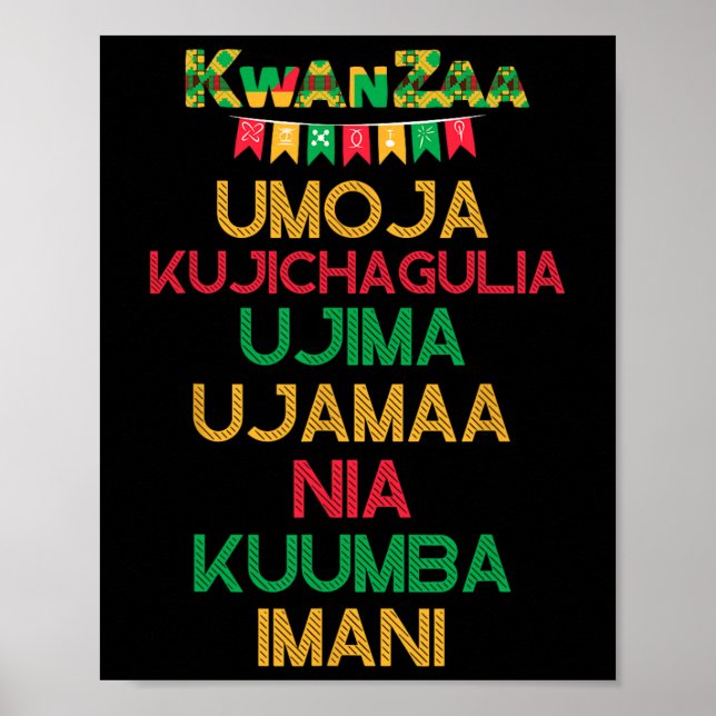 Poster 7 Principes De Kwanzaa Happy Kwanzaa Cand Africain (Devant)