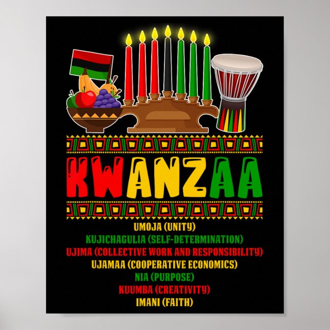 Poster 7 Principes De La Célébration De Kwanzaa Pan Afric (Devant)