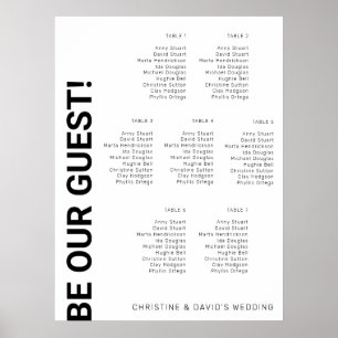 Poster 7 table Simple White Wedding seating chart