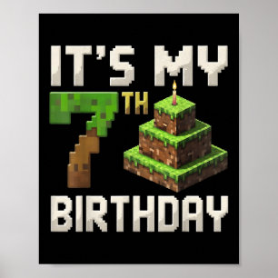 Poster 7e anniversaire 7 an Anniversaire Garçon Joueur Pi