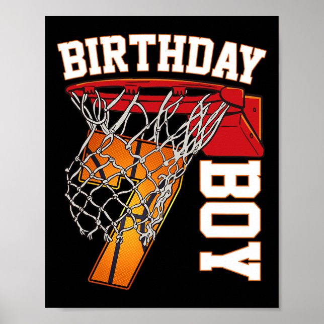Poster 7e anniversaire Boy Basketball 7 ans Thème Playe (Devant)