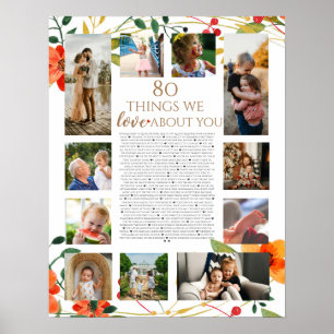 Poster 80 choses que nous aimons chez vous fleurs d'orang