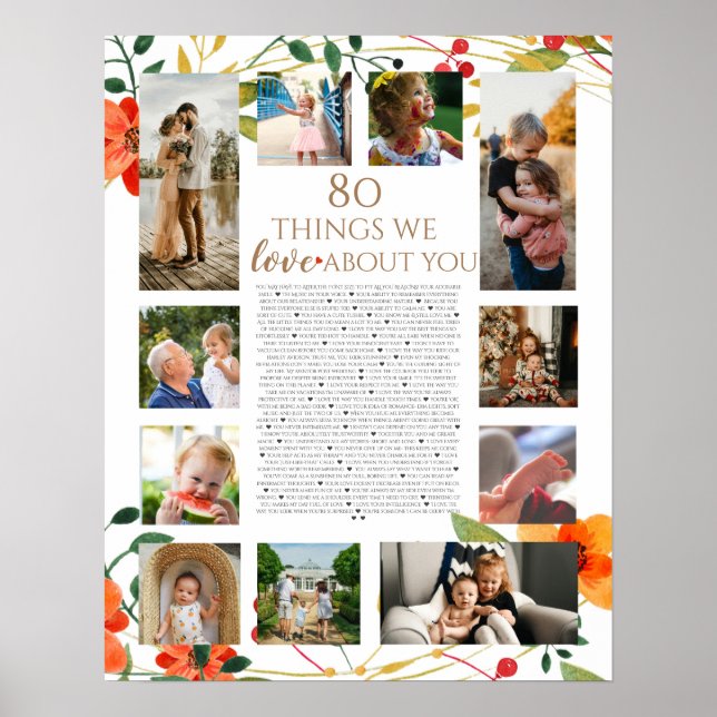 Poster 80 choses que nous aimons chez vous fleurs d'orang (Devant)