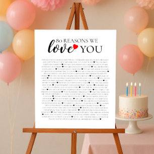 Poster 80 raisons pour lesquelles nous t'aimons cadeau po