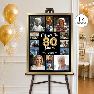 Poster 80e anniversaire 14 Photo Collage À 80 ans, santé