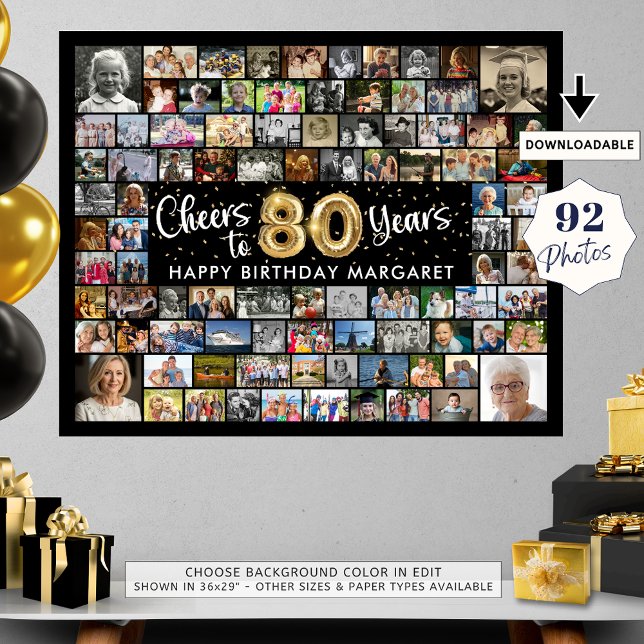 Poster 80e anniversaire 92 Photos Black Gold Cheers To Ye (Créateur téléchargé)