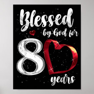 Poster 80e anniversaire bénis par Dieu pendant 80 ans d'a