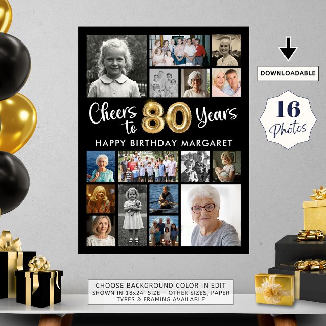Poster 80e anniversaire Black Gold 16 Photo Cheers to Yea (Créateur téléchargé)