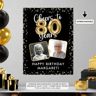 Poster 80e anniversaire Cheers à 80 ans 2 Photos Noir