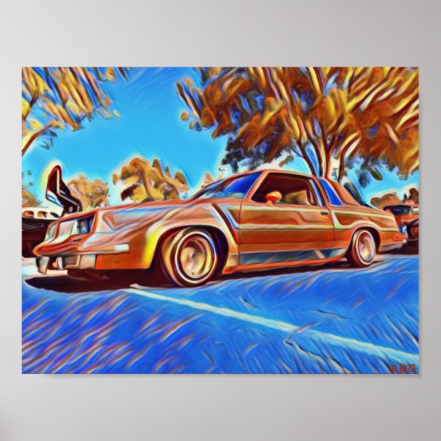 Poster 80's Lowrider Oldsmobile Cutlass Low Rider Art (Devant)
